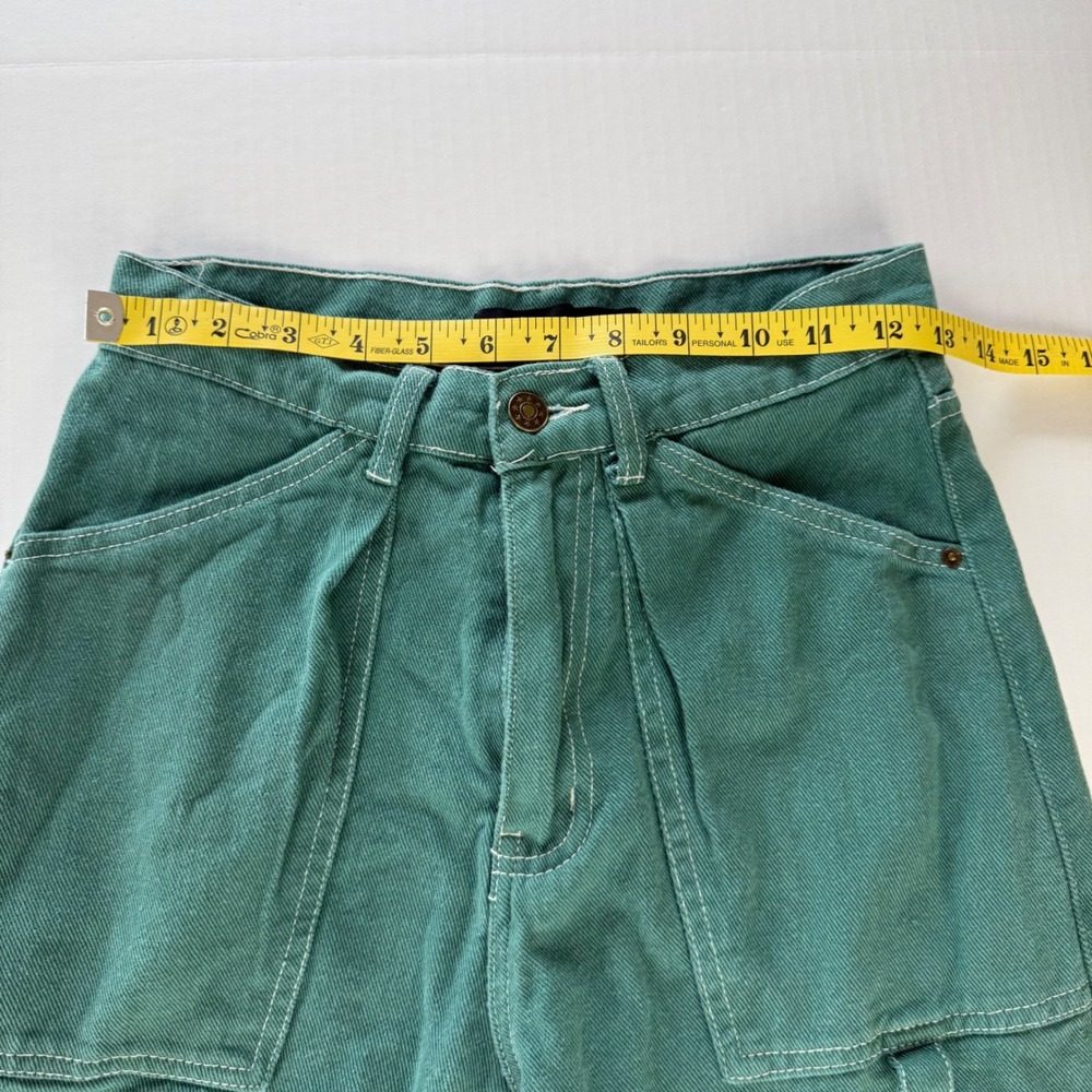 Lioness Miami Vice Green Contrast Stitch Cargo Barrel Leg Carpenter Pants XXS - Picture 8 of 12